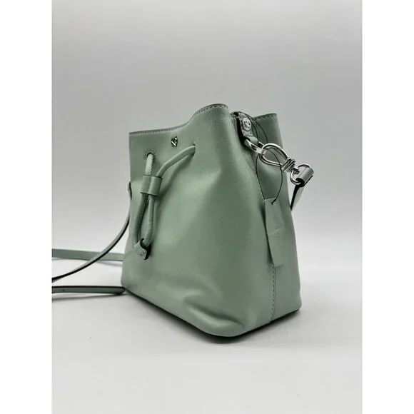 Donna Karan NY Lawrence smooth leather bucket crossbody bag -Jade/Sage USED - Picture 2 of 16